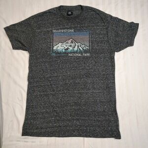 Prairie Mountain Mens Yellowstone National Park Tee L Gray Paper Thin